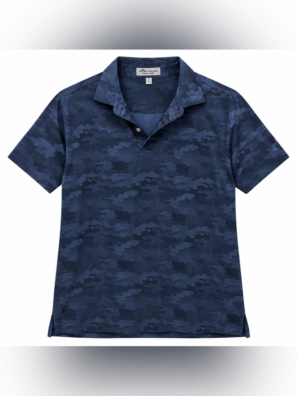 Peter Millar Summer Comfort Men’s M Navy Blue Camo Golf Polo Shirt Performance
